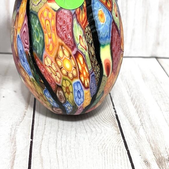 Large 5” Multi-Colored Millefiori Egg Shaped Candle - Picture 4 of 8